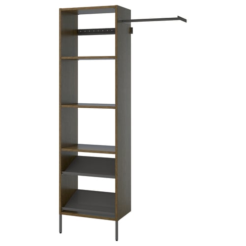 AURDAL Wardrobe combination, brown stained oak veneer/dark gray, 47-60x15 3/4x87 "
