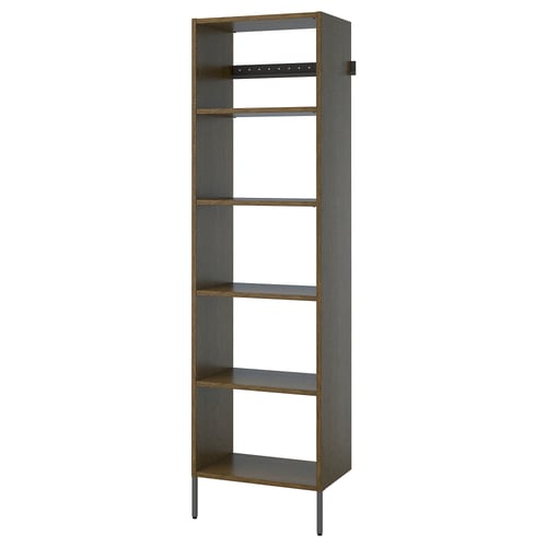 AURDAL Wardrobe combination, brown stained oak veneer/dark gray, 25 5/8x15 3/4x87 "