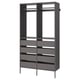 AURDAL grey closet unit: modern, grey, open storage with shelves and drawers. Steel and particleboard. Customizable.