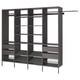AURDAL grey closet system with adjustable shelves and rails, wire baskets, steel and particleboard construction.