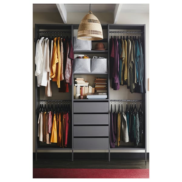 AURDAL Wardrobe combination, dark gray, 74 3/4x15 3/4x87 "