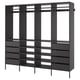 Black AURDAL storage system, modular, metal & particleboard, adjustable shelves & rails.