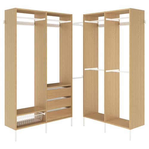 AURDAL Wardrobe combination, oak veneer/white, 70 7/8-83 7/8x15 3/4x87 "