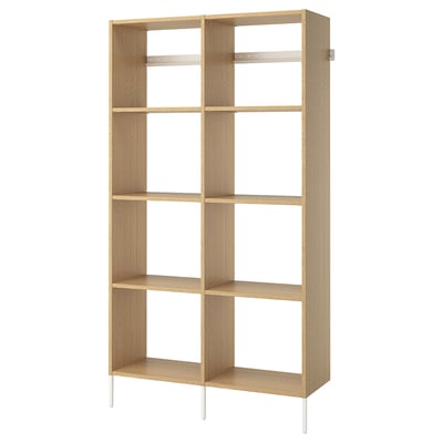 AURDAL Wardrobe combination, oak veneer/white, 49 1/4x15 3/4x87 "