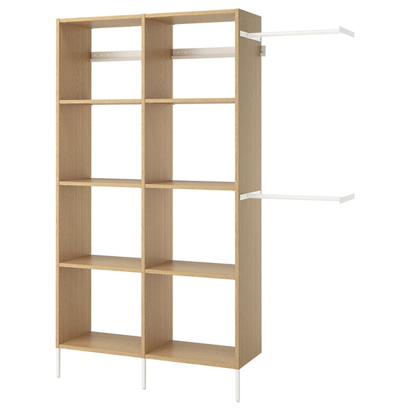 AURDAL Wardrobe combination, oak veneer/white, 70 5/8-83 5/8x15 3/4x87 "