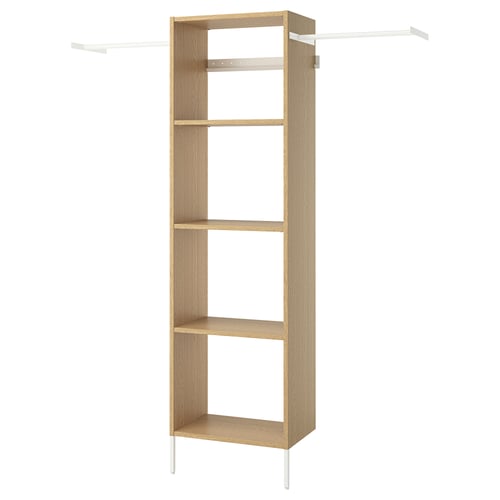 AURDAL Wardrobe combination, oak veneer/white, 68 1/2-94 1/2x15 3/4x87 "