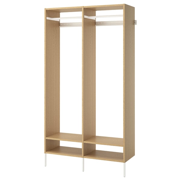 AURDAL Wardrobe combination, oak veneer/white, 49 1/4x15 3/4x87 "