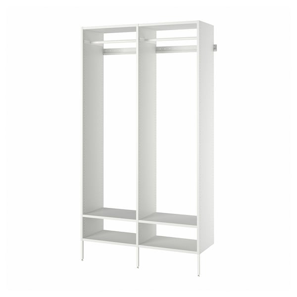 White AURDAL closet, open, customizable, steel, particleboard, adjustable.