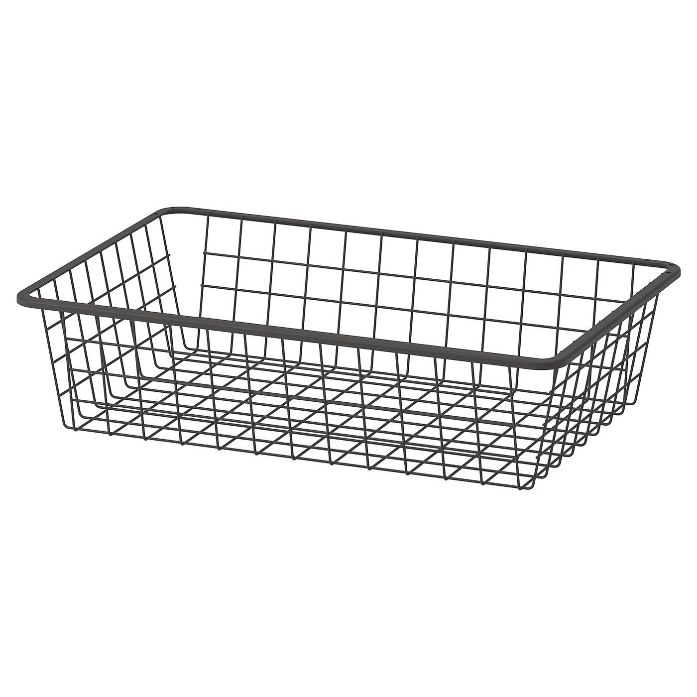 AURDAL wire storage basket, black, rectangular, grid design. Made of steel with epoxy/polyester coating.