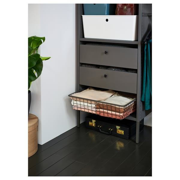 AURDAL Wire basket with pull-out rail, dark gray, 22 1/4x15 3/4 "
