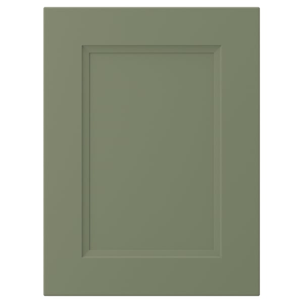 A single AXSTAD cabinet door in grey-green with a smooth, flat panel design and a matte finish.