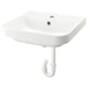 White BACKSJÖN wall sink, sleek marble bowl with single tap.