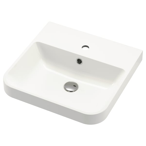 BACKSJÖN bash white marble modern design semi-recessed counter basin with chrome drain.