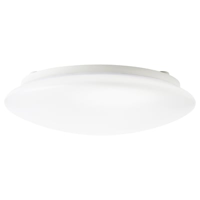 BARLAST white circular bathroom light fixture with diffused light.