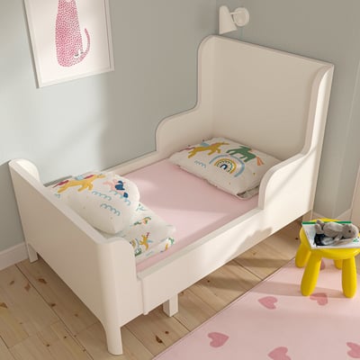 BARNDRÖM Fitted sheet for extendable bed, pink, 38 1/4x47 1/4 "