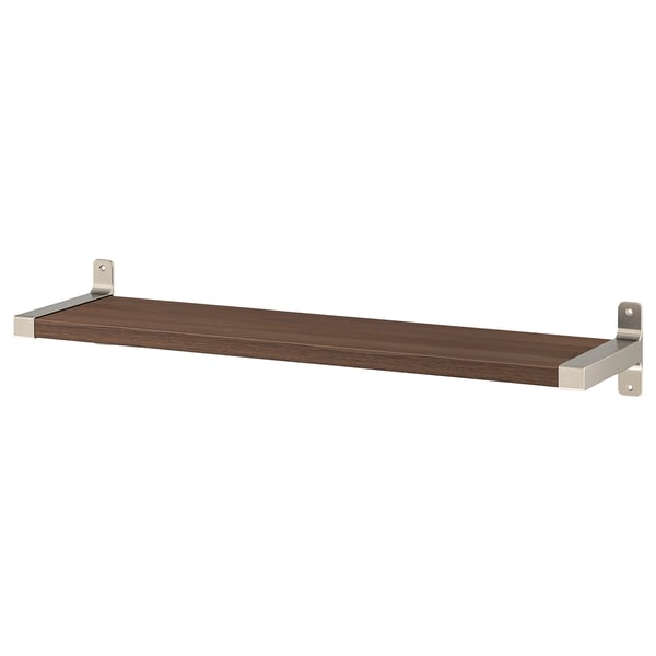 BERGSHULT shelf, brown, metal brackets. Sleek, simple design.