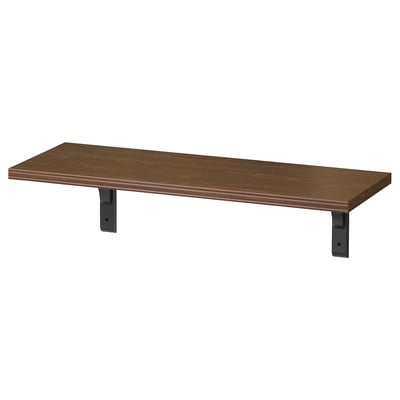 BERGSHULT wall shelf, brown, rectangular, wooden, metal brackets, minimalist design.