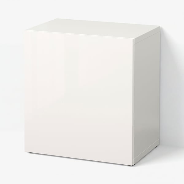 BESTÅ Shelf unit with door, white/Selsviken high-gloss/white, 23 5/8x16 1/2x25 1/4 "