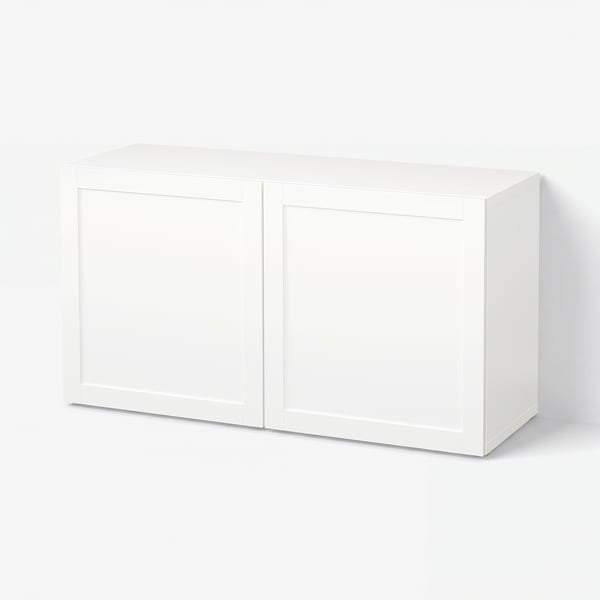 BESTÅ Shelf unit with doors, white/Hanviken white, 47 1/4x16 1/2x25 1/4 "