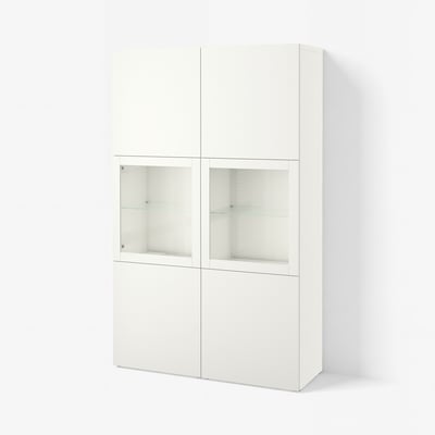 BESTÅ Storage combination w/glass doors, white Lappviken/Sindvik white clear glass, 47 1/4x16 1/2x76 "