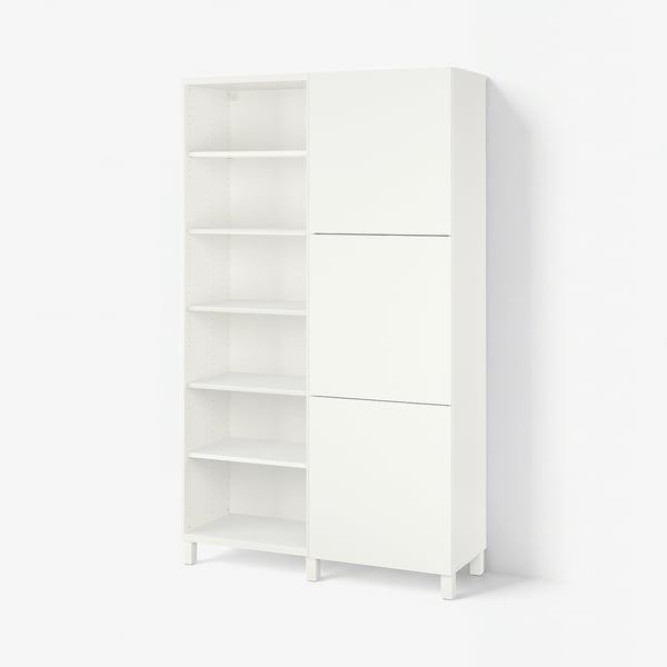 BESTÅ Storage combination with doors, white/Lappviken/Stubbarp white, 47 1/4x16 1/2x79 1/2 "
