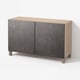BESTÅ Storage combination with doors, white stained oak effect Kallviken/Stubbarp/dark gray concrete effect, 47 1/4x16 1/2x29 1/8 "