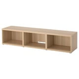 Ikea BESTÅ tv bench in light oak - 2 compartments, flat top.