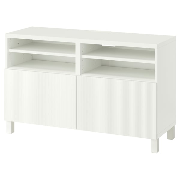 BESTÅ TV bench with doors, white/Förvaltare white, 47 1/4x16 1/2x29 1/8 "