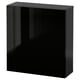 Black glossy cabinet, sleek modern design, rectangular shape, shiny finish, ideal storage unit.