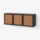 BESTÅ Wall-mounted cabinet combination, black-brown Studsviken/dark brown woven poplar, 70 7/8x16 1/2x25 1/4 "