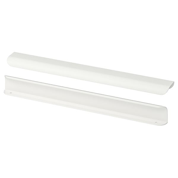 Modern white kitchen handles. Minimalist design, made of aluminium.