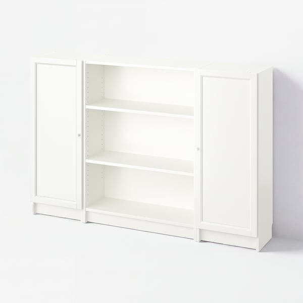 BILLY / OXBERG Bookcase combination with doors, white, 63x41 3/4 "