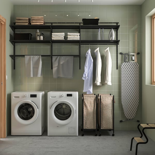 BOAXEL Laundry combination, anthracite/metal, 89 1/2x15 3/4x39 5/8 "