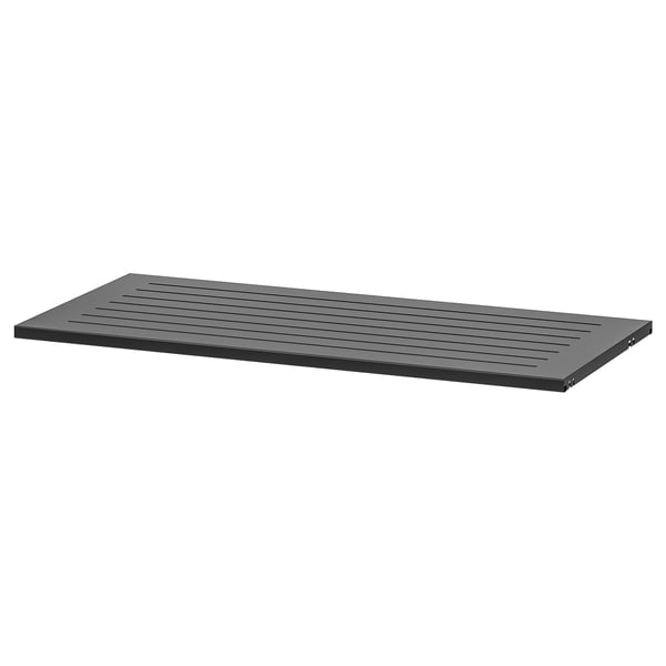BOAXEL black metal shelf, sleek design, rectangular shape, sturdy storage solution.