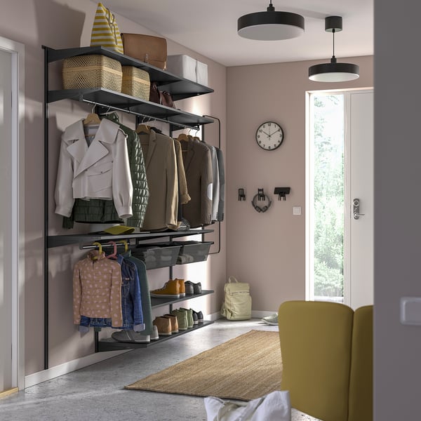 BOAXEL Wardrobe combination, anthracite, 71 3/4x15 3/4x79 "