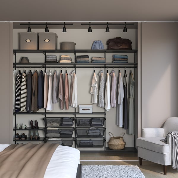 BOAXEL Wardrobe combination, anthracite, 96 3/8x15 3/4x79 "