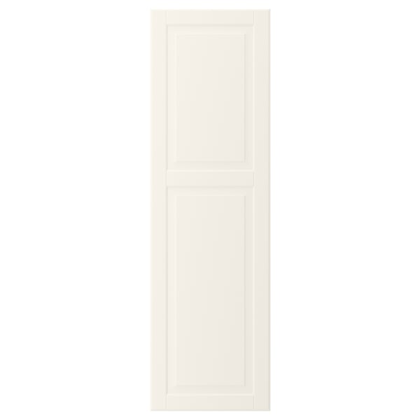 Off-white BODBYN door with bevelled panel, fiberboard, polyester & acrylic finish.