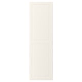 A BODBYN kitchen cabinet door in off-white. It a smooth, bevelled panel design made from fiberboard, giving it a classic, warm look.