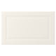 A BODBYN cabinet door in off-white with classic bevelled panels, made from fibreboard.