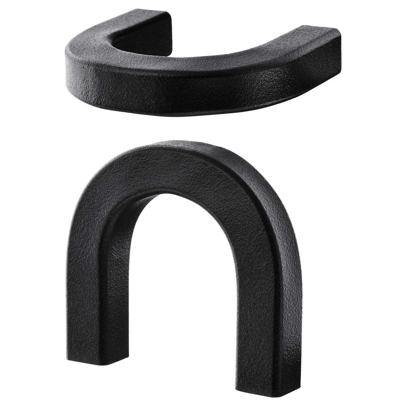 Black BORGHAMN iron kitchen knobs, rustic, textured, curved design.