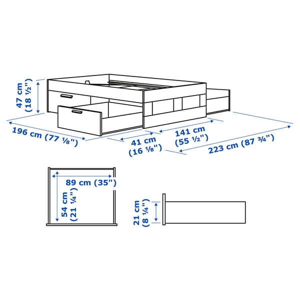 Illustration with measurements for the product: BRIMNES.