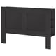 Black BRIMNES headboard, modern design with storage shelves.