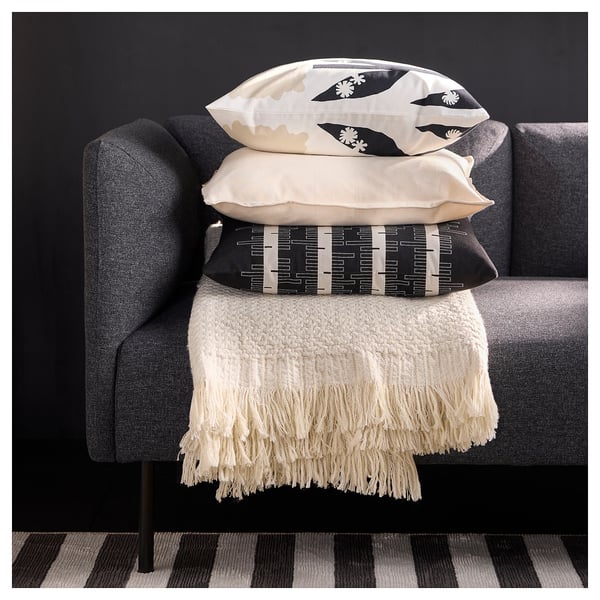DRABOR Cushion cover, black/light beige, 20x20 "