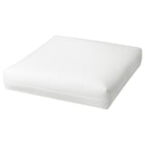 A white DUVHOLMEN inner cushion. Its rectangular, soft, and made from recycled polyester.