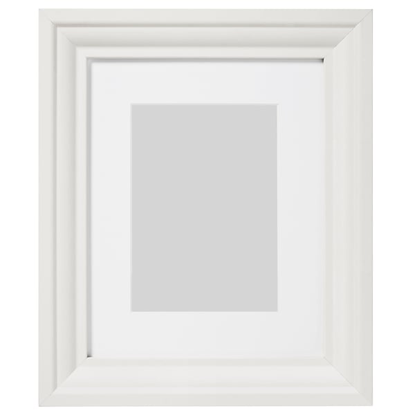 A white EDSBRUK picture frame with a classic design, ready to display cherished photos safely with plastic front protection.