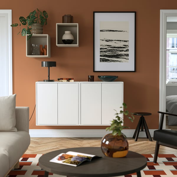 EKET Wall-mounted cabinet combination, white/beige, 68 7/8x13 3/4x27 1/2 "