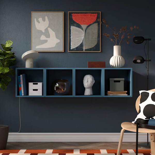 EKET Wall-mounted storage combination, dark gray-blue, 55 1/8x13 3/4x13 3/4 "