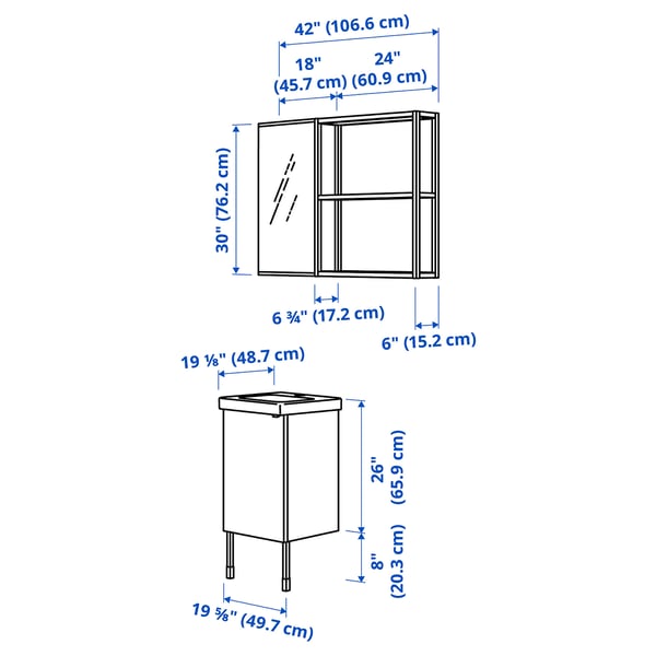 ENHET Bathroom, anthracite/white, 18 "