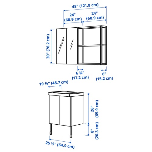 ENHET Bathroom, anthracite/white, 24 "
