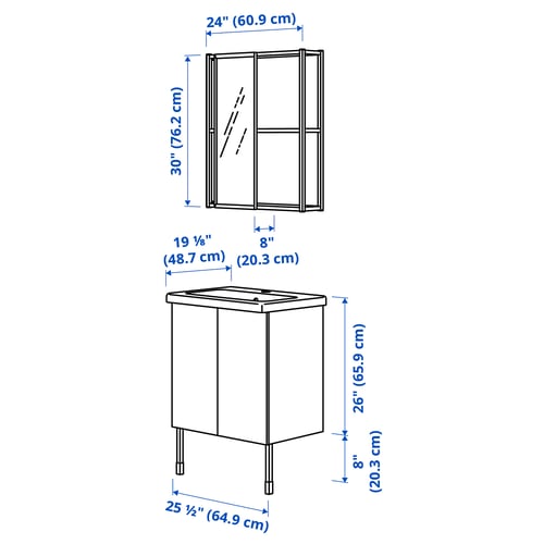 ENHET Bathroom, anthracite/white, 24 "